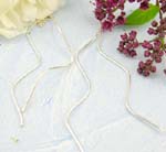 Sterling silver earrings ear thread decor with mini chain holding a rounded triple wave strip on each side