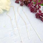 925 Sterling silver ear thread / threader earring / earring dangle string with chain-in double strip pattern design