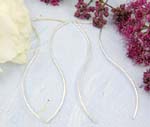 <emptSterling silver earrings with mini chain holding a flat long wave strip on each endy>