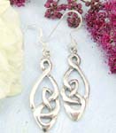 Sterling silver fish hookearrings with long diamond shape celtic knot