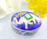 Sterling silver pill box with elephant holding leafs