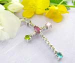 Cross with assorted cz design with 925 sterling silver pendant
