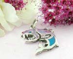 Sterling silver pendant shark with turquoise