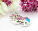 Sterling silver pendant with lobster and turquoise