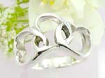 Sterling silver ring craved-out triple heart