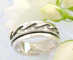 spinning ring sterling silver wave - man jewelry gift