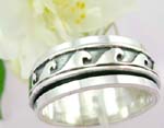 Sterling silver ring with large wave pattern