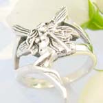 Sterling silver ring with sexy women with butterfly wings