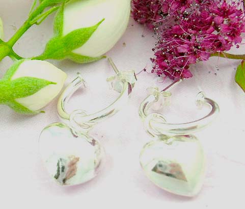 Shopping outlet mall online wholesale sterling silver stud earring with C shape hanging a heart