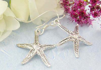 Custom body piercing shopping 925 sterling silver earrings with lively starfish designed in fish hook back

  
