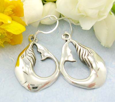wholesale earring,  925 sterling silver earrings with curved fish shaped designed  