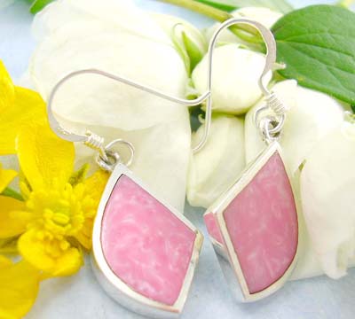 Discount wholesale fashion jewelry catalog 925 sterling silver earrings with pink shinny stone embedded      