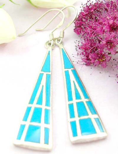 Cheap silver jewelry shopping sterling silver earring with triangle shape and turquoise      