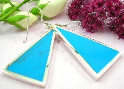 Shopping silver earrings findings sterling silver earring with turquoise and triangle shape design      