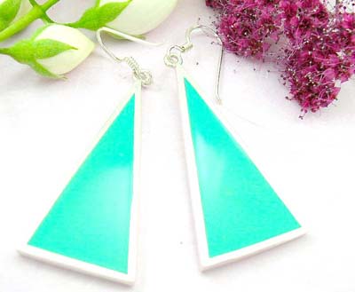 Shopping scream below wholesale costume jewelry sterling silver earring with green turquoise and triangle shape design          