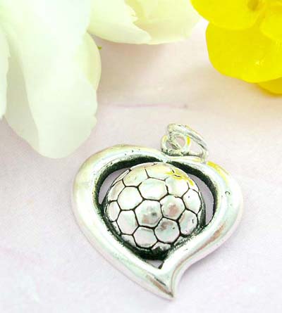 Shopping discount fine jewelry 925 Sterling silver pendant cut-out heart shape with a ball     