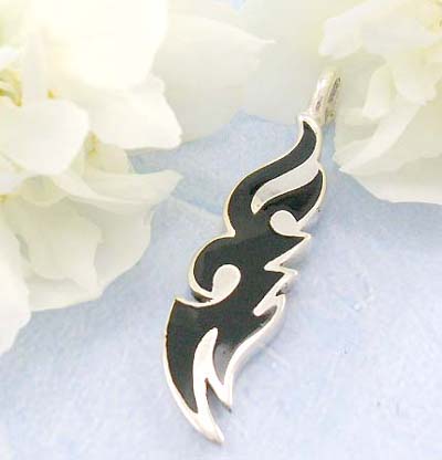 Shopping body canada jewelry black fire tattoo design in sterling silver pendant   