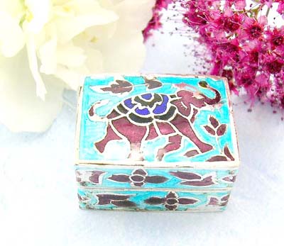 online cute jewelry shopping  rectangular pill box with elephant design in sterling silver      