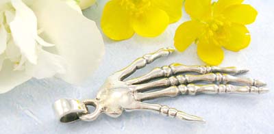 Teen discount pendant shopping Skinning hand bone design in 925 sterling silver pendant  