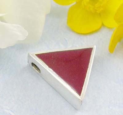 Sparkle jewelry shopping store sterling silver pendant with triangle with red mother of seashell        
