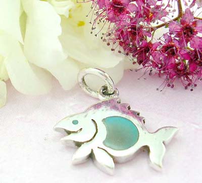 925 stamped sterling silver jewelry  distributor sterling silver pendant with fish pattern and seashell          
