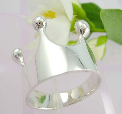 Online tongue ring for women sterling silver ring with crown shape design   