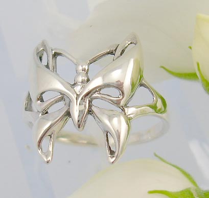 wholesale jewelry products catalog sterling silver ring with shinning butterfly   