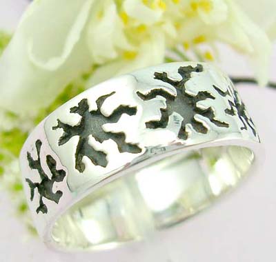  Online body display jewelry Sterling silver ring with sun black tattoo pattern      