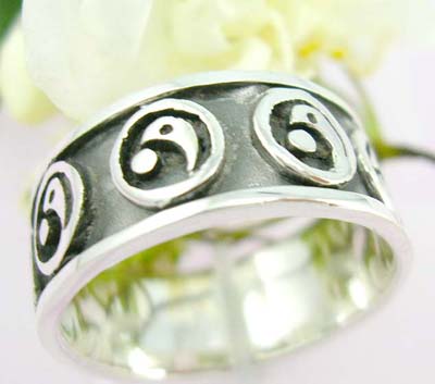   Body cheap jewelry catalog Sterling silver ring with YIN YANG pattern      